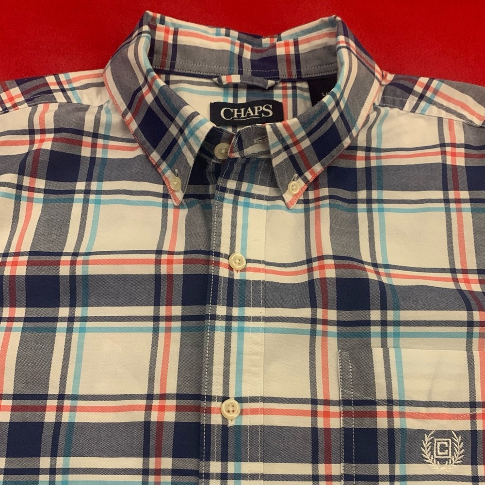 CHAPS LS Stretch Plaid Oxford Shirt